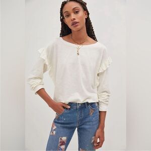 ANTHROPOLOGIE PILCRO RUFFLED OPEN-BACK TUNIC TEE TOP